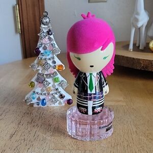 Harajuku Lovers Music Bottle with Pink Hair and Plaid Outfit